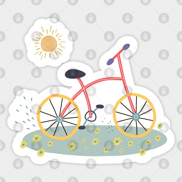 Bike. Summer. Vector flat illustration on white background-01 Sticker by Var Space